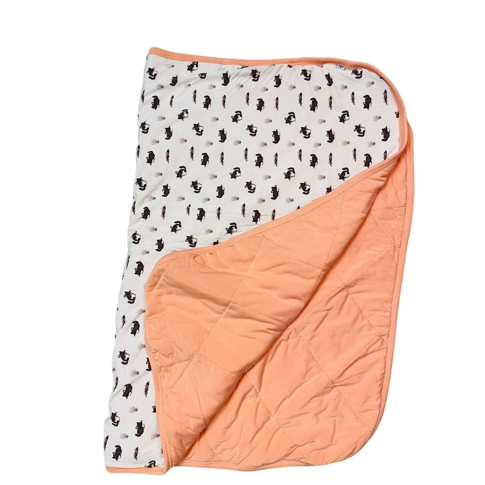 Bubble Baby Quilted Blanket Peach Chinchilla Bamboo Viscose Woodland 34"x25"